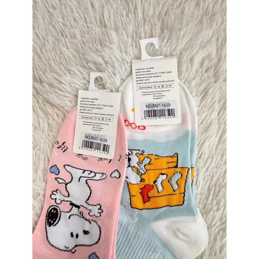 Snoopy ankles socks set of 2 cotton blend with Snoopy graphic